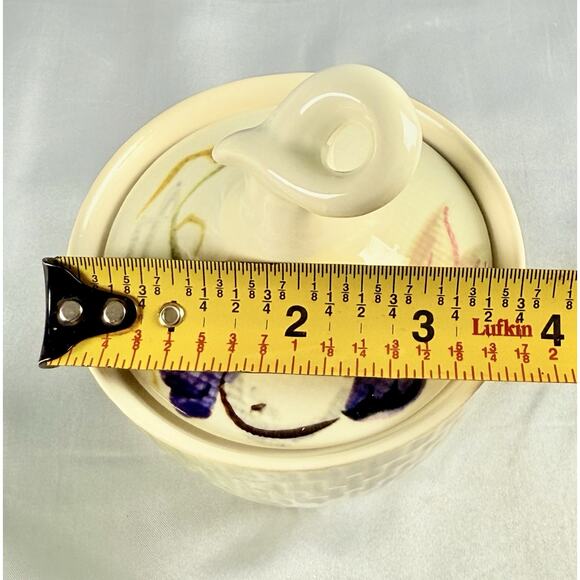 Vintage Red Wing Capistrano Sugar Bowl & Lid Set Green Basket Flowers USA - Picture 8 of 8